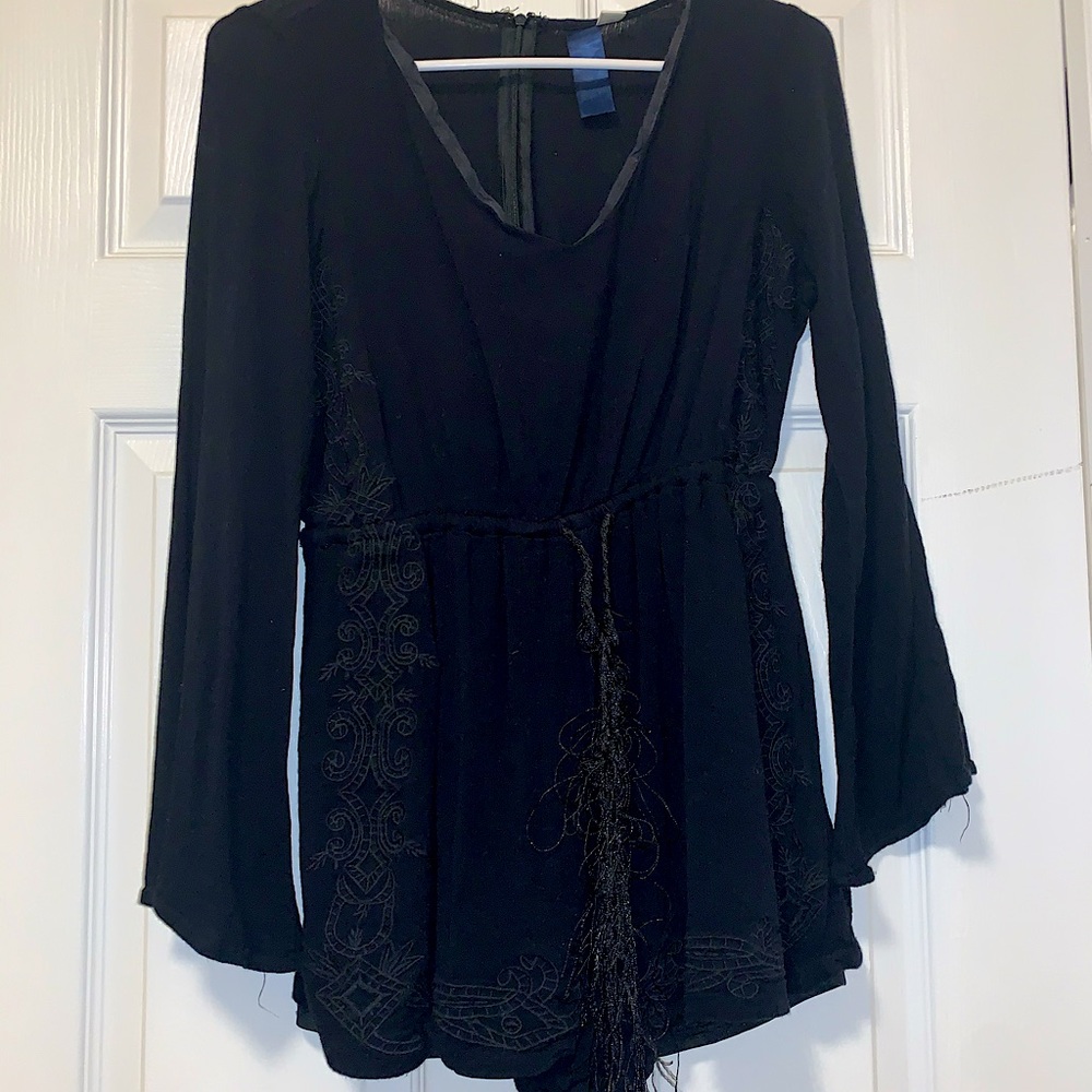 Black romper, lace on sides